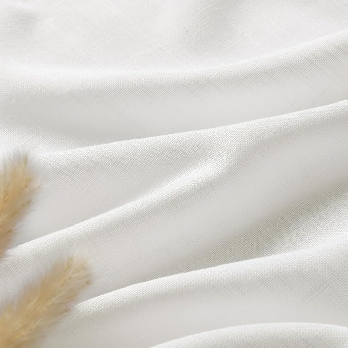 Off White Kitchen Curtains 36 Inch Length Set 2 Panel Back Tab Pocket Semi - Image 5