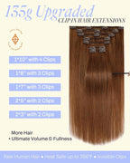 Full Shine Real Human Hair Extensions Clip ins Auburn 18 Inch Strawberry Blonde Hair Extensions 135 G Ginger Hair Clip in Extensions 7 Pcs