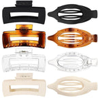Hair Clips for Women 4.3 Inch Large Hair Claw Clips 8 pcs Square Claw Clips & Flat Hair Clips for Thick or Thin Hair French Concord Hair Barrettes Alligator Hair Accessories for Women (Transparent)