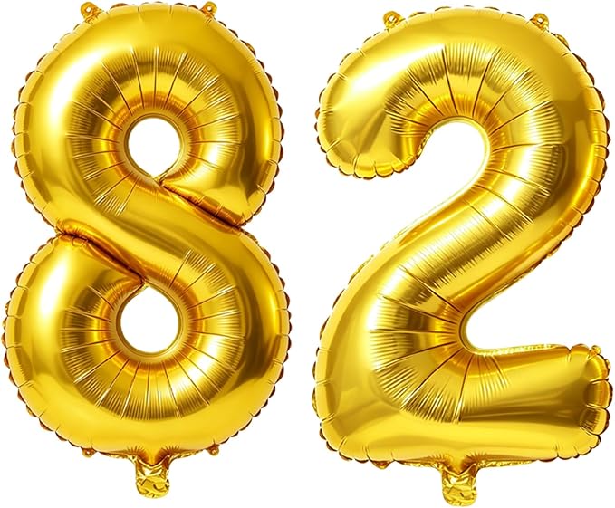 40 Inch Number 82 Balloons for 82nd Birthday Party Decorations, 0-100 Gold by FOBELEC