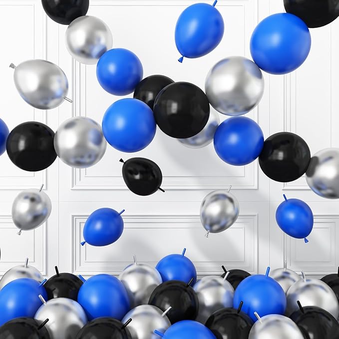 Black Blue Silver Link Balloons by BTZO