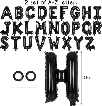 52 Pcs Black Letter Balloons, 16 Inch Foil Alphabet Letter Balloons, Letter A-Z - Image 2
