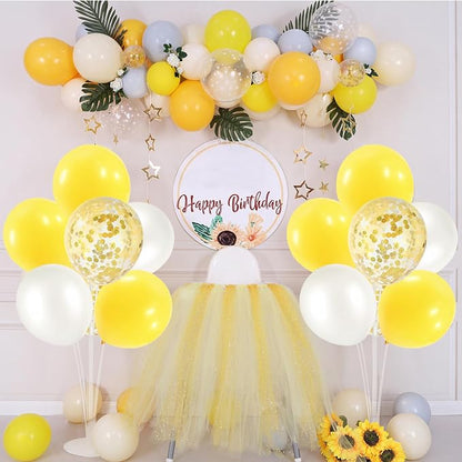 ZJDHPTY 4Set Yellow and White Balloon Stand Table Centerpiece Party Decor | - Image 5