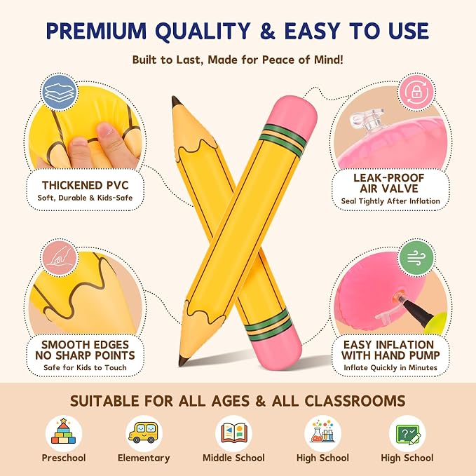 GLEAVI 12 Pcs Inflatable Pencil Balloon Set - Image 4