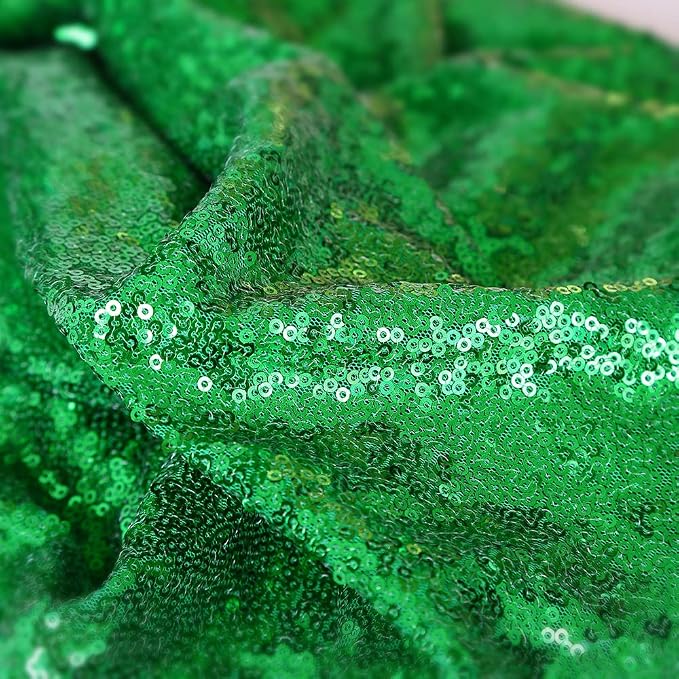Green Sequin Backdrop Curtains 2 Panels 2FTx8FT Christmas Party Backdrop | - Image 7