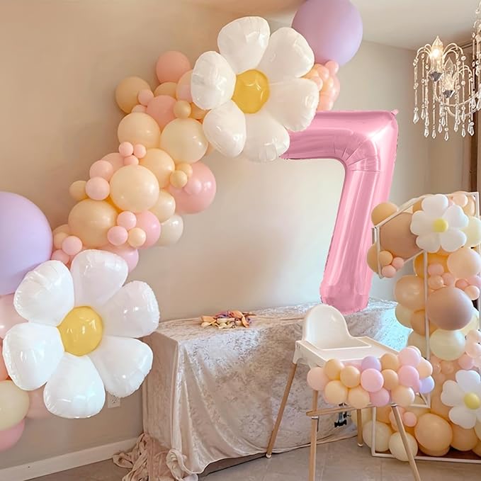 Pastel Pink 7 Balloons, 40 Inch Large Light Pink Foil Number Balloons 0-10 - Image 2