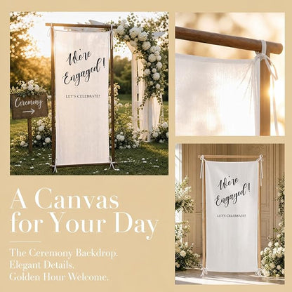 We’re Engaged Banner 73 x 30 Inch, Polyester Engagement Party Sign - Image 7