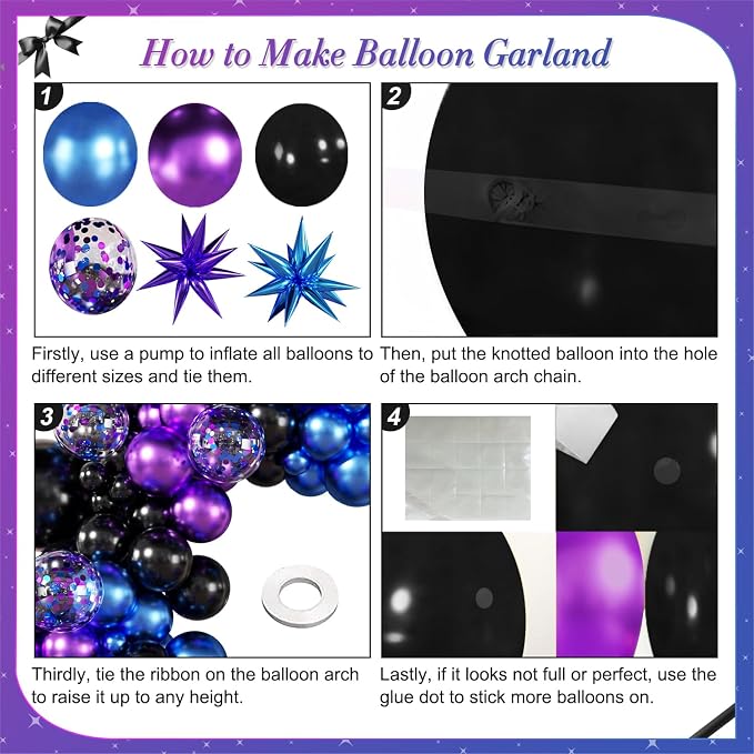 Black Purple Blue Balloon Arch Kit - Image 5
