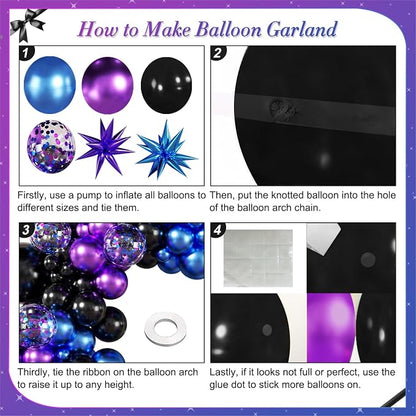 Black Purple Blue Balloon Arch Kit - Image 5