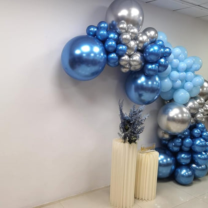 Silver Blue Balloon Garland 127 Pcs 18In 12In 10In 5In Confetti Latex Balloons - Image 9