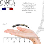 Camila Paris CP3360 French Hair Barrette Clip for Girls, Handmade, White Tokyo, Metal-Free Closure Strong Hold Grip Hair Clips for Women, No Slip Durable Styling Girls Hair Accessories, Made in France