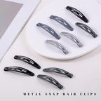 16 PCS Snap Hair Clips Metal Barrettes for Women Non Slip Barrettes for Thick and Thin Fine Hair,Bright Black Multiple Gray,2.36 x 0.43 Inches.