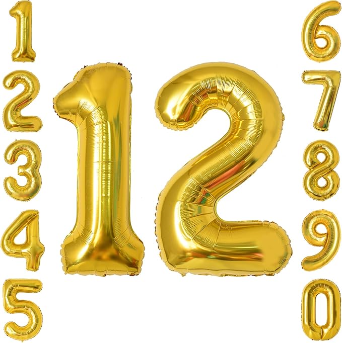 Gold Number 12 Balloon 40 Inch, Shiny Foil Decor by Unknown