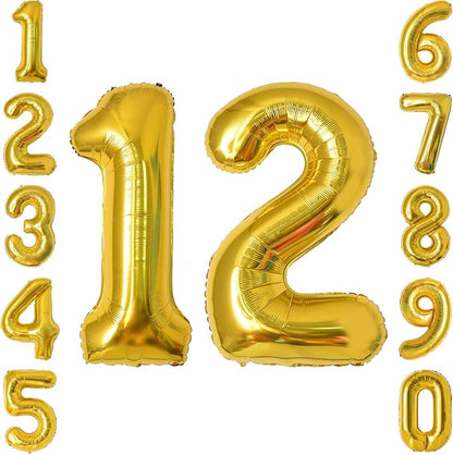 Gold Number 12 Balloon 40 Inch, Shiny Foil Decor by Unknown
