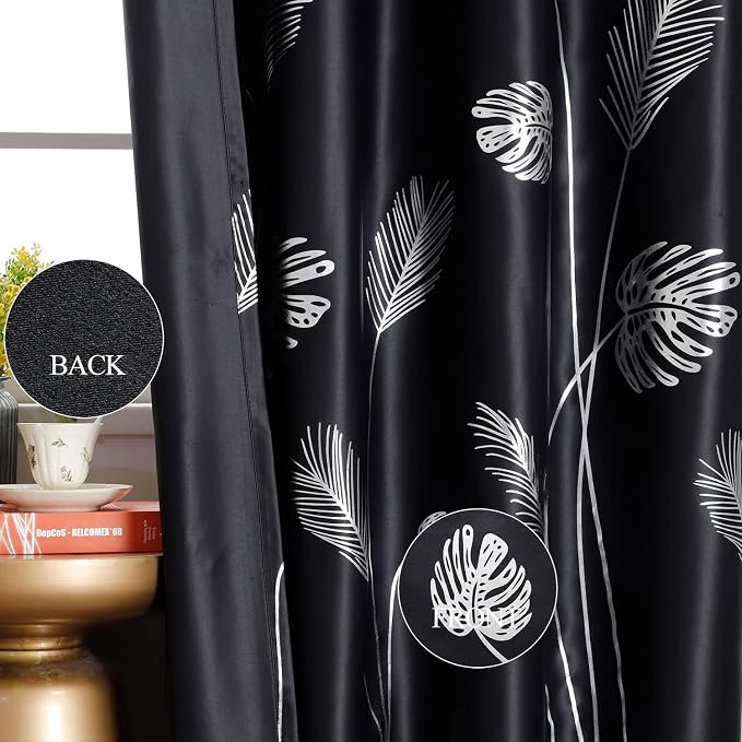Black Blackout Curtain for Sliding Glass Door 80W x 84L Inch Thermal Insulated - Image 5