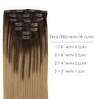 WENNALIFE Clip in Hair Extensions Real Human Hair, 20 Inch 120g 7pcs Balayage Chocolate Brown to Dirty Blonde Hair Extensions Clip In Human Hair Remy Clip in Hair Extensions Natural Human Hair