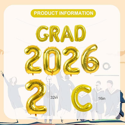 TONIFUL Graduation Balloons 16 Inch Gold Grad Balloons 40 Inch Gold Large - Image 2