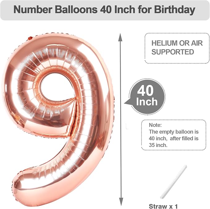 Number Balloons 40 Inch Rose Gold 8 Balloon - Image 5