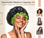 mikimini Black Shower Cap for Women, Men & Girls, 1 Pack, Reusable Double Layers Waterproof Bathing Shower Hat with Soft Comfortable PEVA Lining, Non-fading, Stretchy Shower Cap