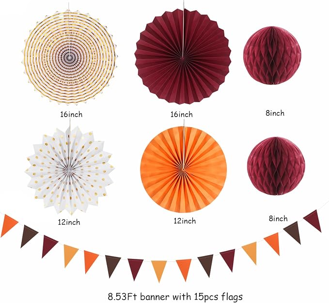 Burgundy Brown-Orange Baby-Shower Boho Party-Decorations - Image 3