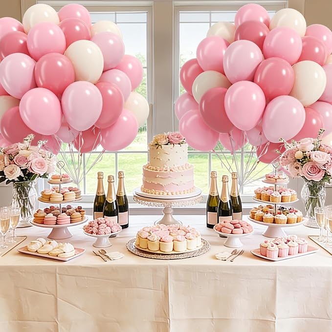 60pcs Pink and White Balloons 12inch - Image 7