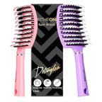 Hair Brush,URTHEONE Detangling Hairbrush Boar Bristle Curved Vented Hair Brush for Women Men Kids Curly Thick Long Short Wet or Dry Hair, Faster Blow Drying (2Pack, Pink&Purple)