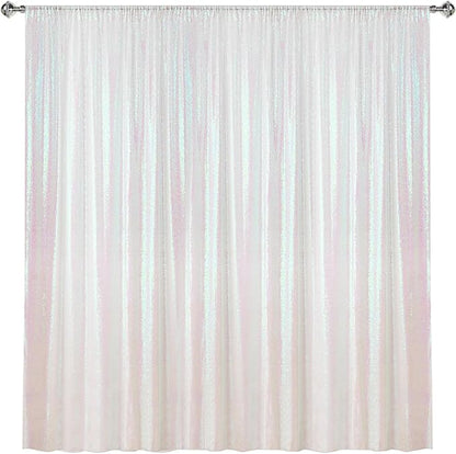 Sugargirl White Iridescent Sequin Backdrop Curtain 7FTx7FT Glitter White by Sugargirl