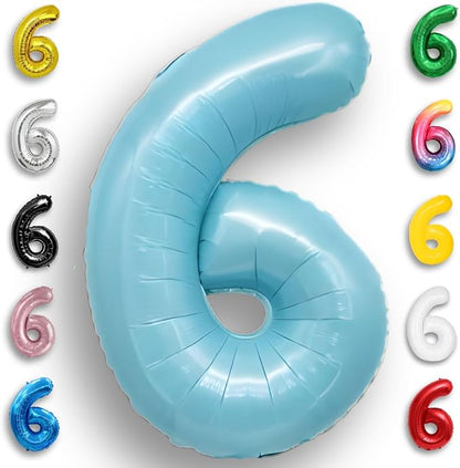 Candy Blue Number Balloon 6 Mylar Foil Balloons 32 inch by Unknown