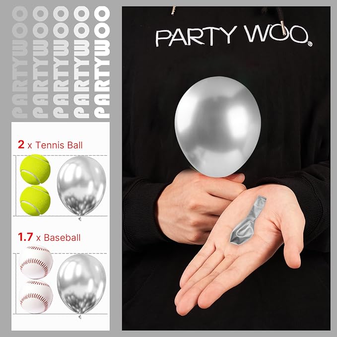 PartyWoo, Balloon Garland or Arch, Wedding Decorations | Silver Metallic Arch - Image 4