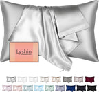 Mulberry Silk Pillow Cases Standard Size with Hidden Zipper, Ultra Smooth and Soft Breathable Cooling Silk Satin Pillowcase for Hair and Skin, Gifts for Women Men (Light Grey, 20x26 Inches, 1 Pack)