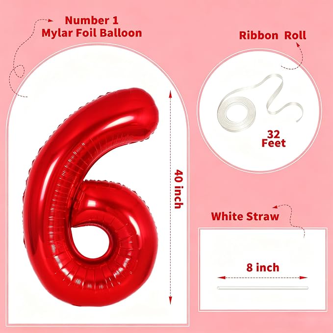 Number Balloons Red Party Balloon - Image 2