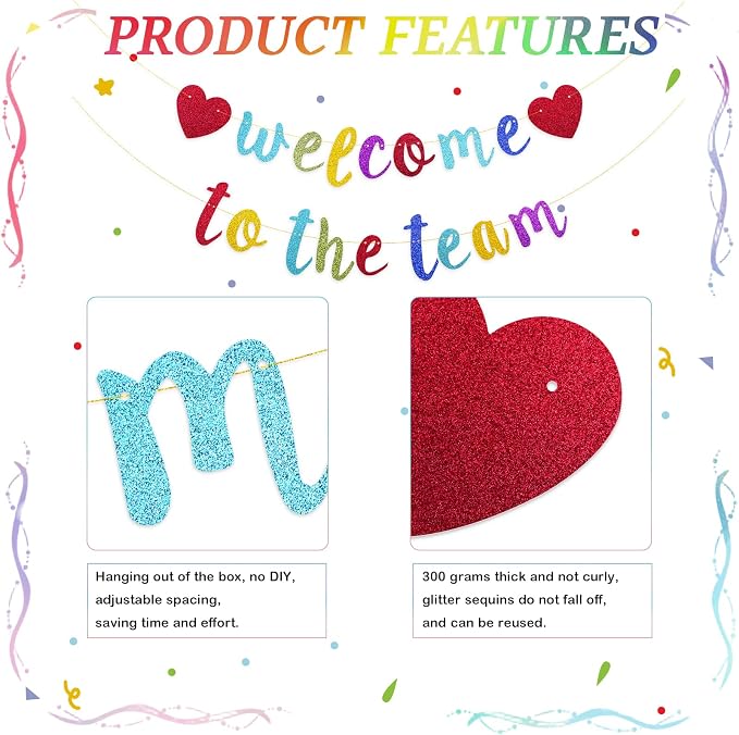 Welcome to the Team Banner Pre-Strung No DIY, Glitter New Employee Welcome - Image 3