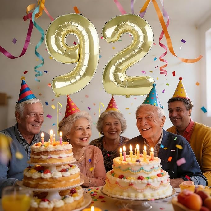 40 Inch Number 92 Balloons for 92nd Birthday Party Decorations, 0-100 Champagne - Image 2