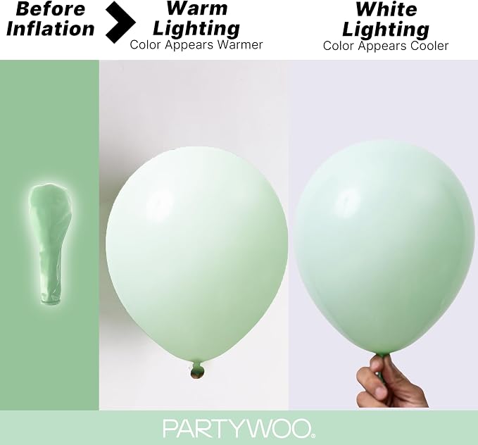 PartyWoo Light Green Balloons 127pcs Mint Pastel Peppermin Green Color | - Image 3