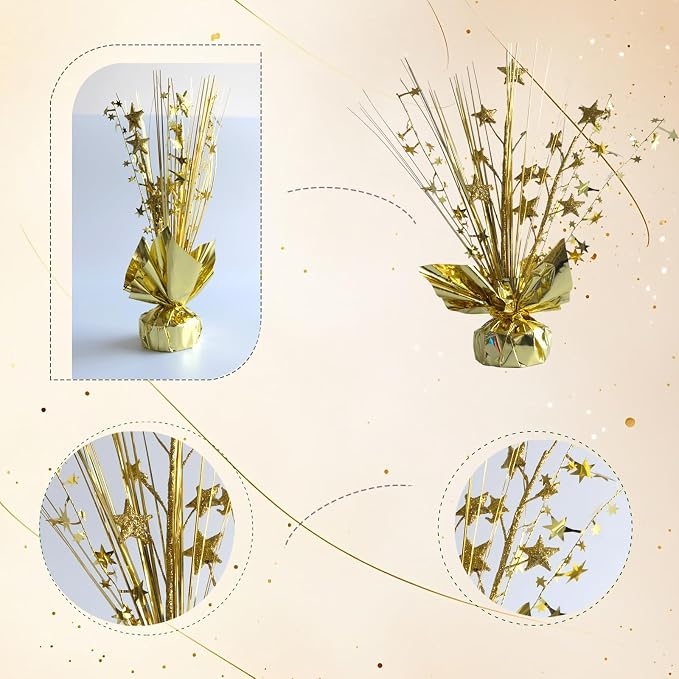 12 Pack Metallic Gold Foil Spray Centerpieces Stars Brust Table Centerpieces - Image 2