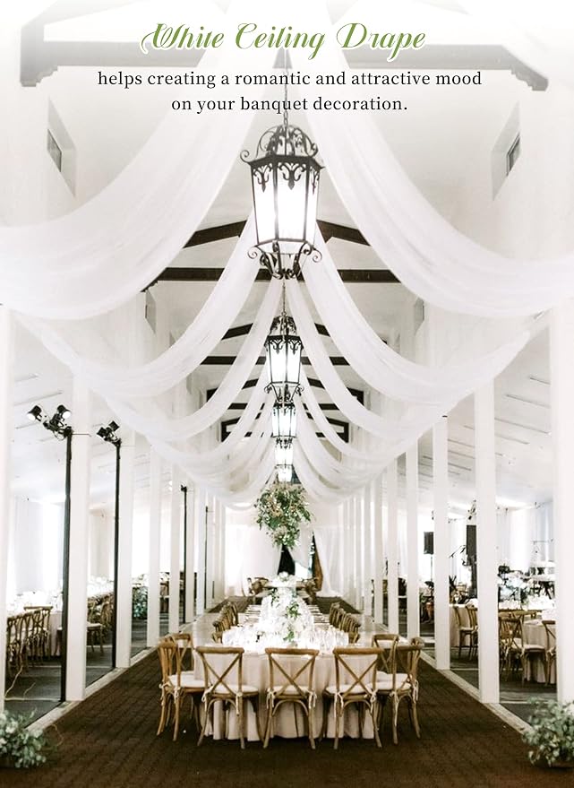 6 Panel White Wedding Drapes - Image 5