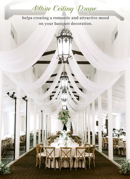 6 Panels White Ceiling Drapes for Wedding Ceiling Drapes 5ftx20ft Wedding Arch - Image 5
