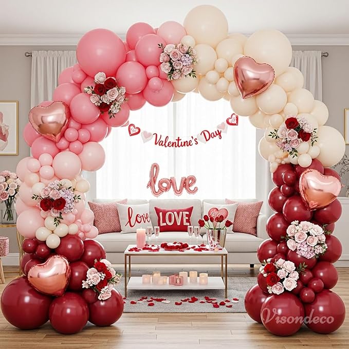 Burgundy Pink Balloon Arch Kit Birthday Decorations, 131 Balloons | 6 Rose Gold - Image 5