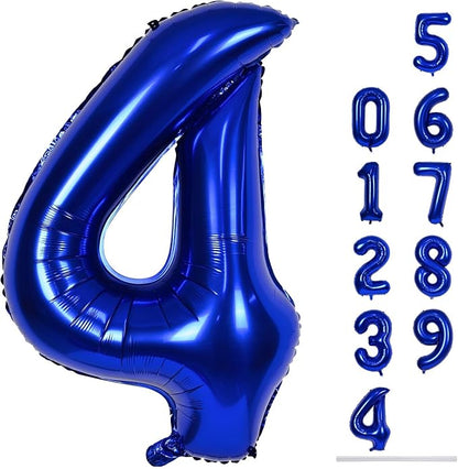 Navy Blue Foil Balloon Number 4, Large Dark Blue Number 4 Helium Balloon by Lingqiang