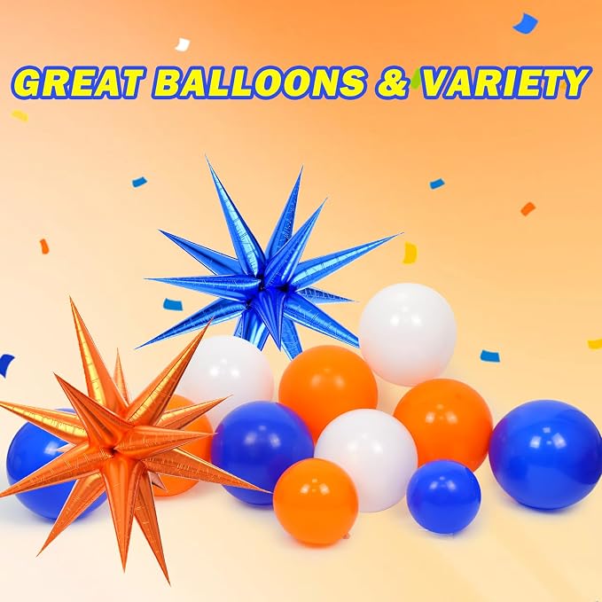 Royal Blue and Orange Balloon Arch Garland Kit White Orange Blue Balloons | - Image 2