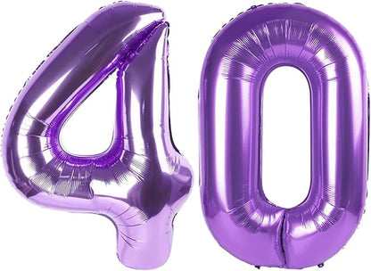 40 Balloons Number for 40th Birthday Decorations Women Men, Inflation Straw & by Mluchee