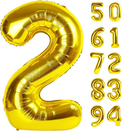 Gold 2 Balloon - Number Balloon 40 Inch, 2st Gold Birthday Decorations | Giant by IWERP