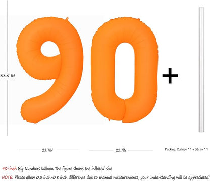 Orange Birthday Number 90 Balloon 40IN Fluorescent Orange 90 Balloon | - Image 2