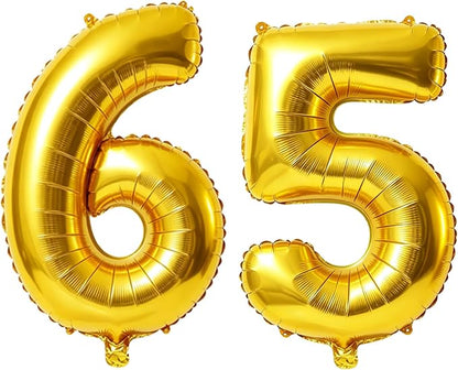 40 Inch Number 65 Balloons for 65th Birthday Party Decorations, 0-100 Gold by FOBELEC