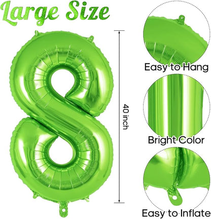 Green Number 8 Balloon 40 Inch, Big Large Foil Helium Number Balloons, Jumbo - Image 3