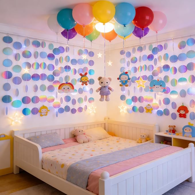 6 Pack Each 13Ft Iridescent Circle Garlands Holographic Party Decorations | - Image 3