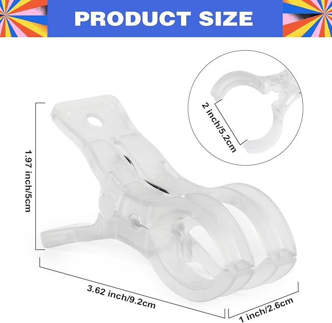 20 Pack Large Balloon Arch Clips Transparent Plastic 3.62 Inch Heavy Duty Large - Image 2