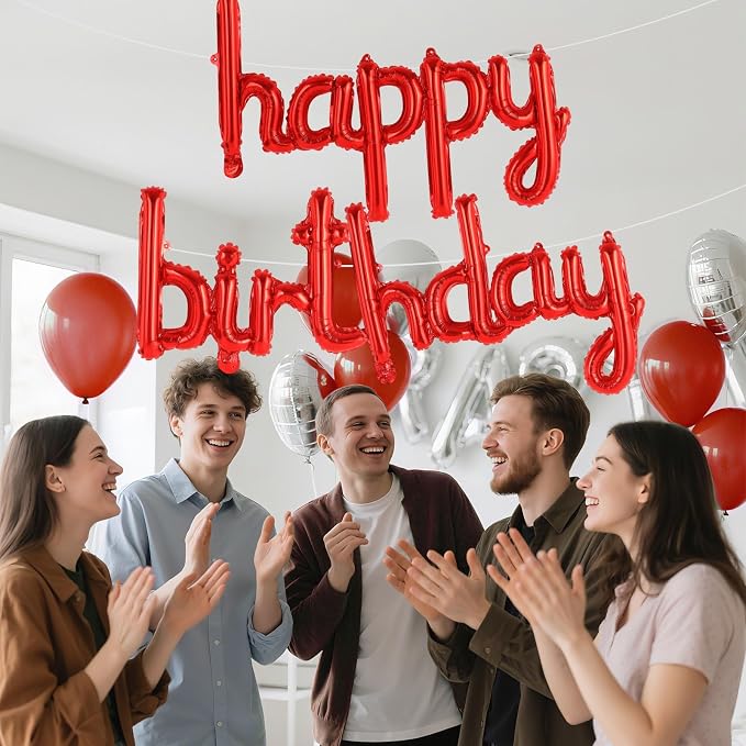 Happy Birthday Balloons Banner Foil Letters Balloons Connected, Personalized - Image 5