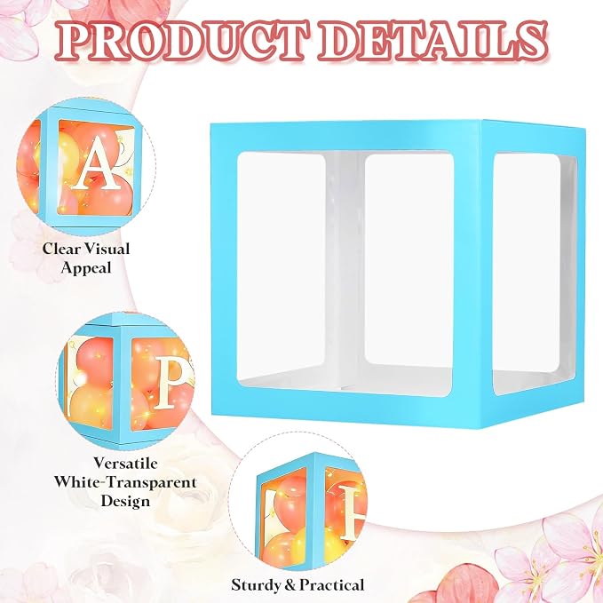 uxcell 4 Pcs Party Balloon Boxes, Transparent Balloon Boxes - Image 3