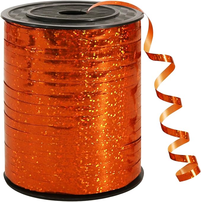 BEISHIDA 500 Yards Orange Ribbon Crimped Curling, Balloon String Shiny Metallic by Beishida
